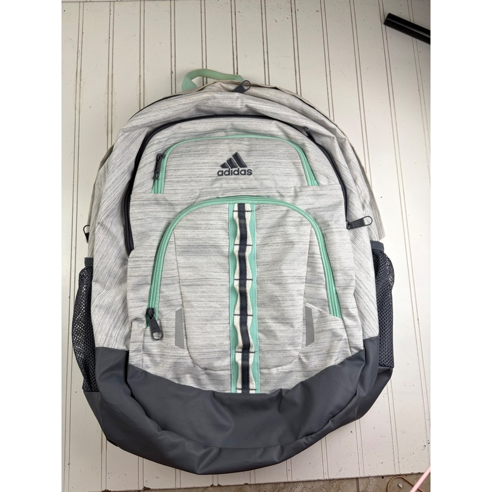 Adidas Gray Prime Multi-Pocket School Travel Multi Compartment Backpack Unisex - Picture 2 of 12